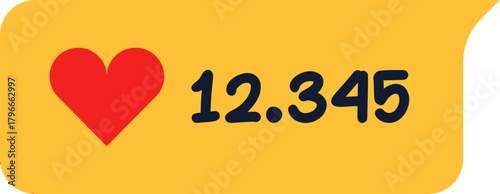 Vibrant red heart icon paired with large bold numbers showcasing impressive social media engagement metrics for viral content success