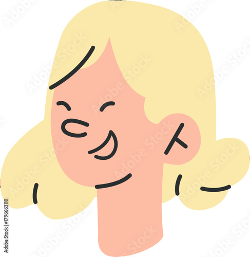 Joyful blonde woman with closed eyes and a warm smile radiates happiness and positive energy, perfect for conveying delight and contentment in any project