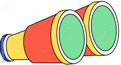 Vibrant, stylized binoculars offer a playful perspective on observation, discovery, and exploring new possibilities with bold colors and modern design