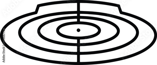 Black outline illustration of a circular target with concentric rings and a center dot bullseye goal