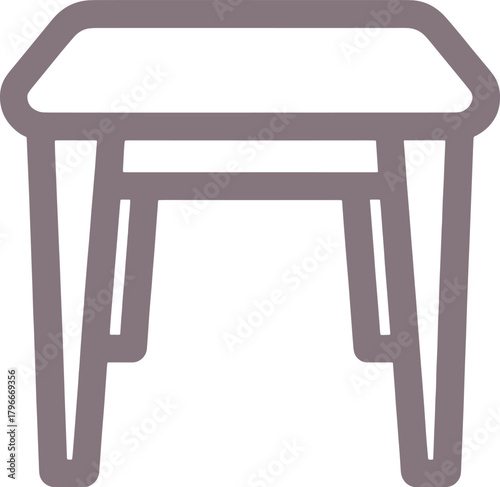 Simple duotone icon of a stool with four legs and a flat top furniture graphic