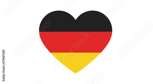 German flag heart symbol on a white background, representing love and patriotism for Germany.