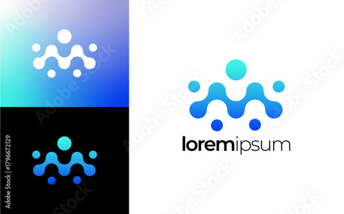 Logo design. Initial "M". Innovative technology logo template with modern style lettering.
