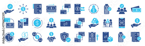 Transactions outline editable icon set collection. Editable stroke. Vector illustration eps 10