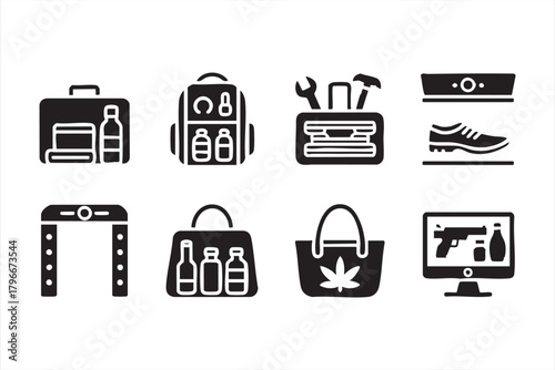 Security checkpoint symbol set for travel safety