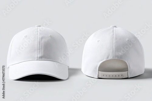 Blank white baseball cap, front and back views (3)