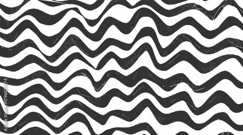 Black and white wavy stripes pattern with textured effect abstract background