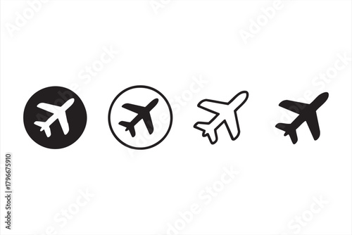 Vector aircraft symbols for flight apps, booking systems, and navigation tools
