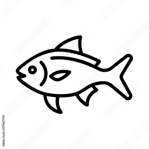 Line art icon of a fish, a universal symbol of marine life, food, and aquatic themes illustration vector.