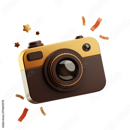 Retro Camera Illustration with Festive Elements