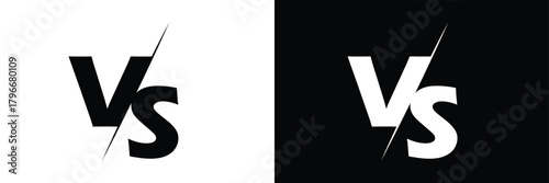 White and black versus vs icon, black and white  versus letter, black and white vs icon. EPS 10 .
