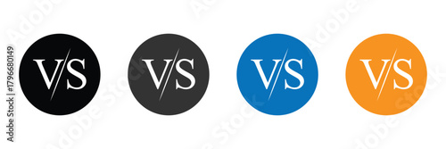 White and black versus vs icon, black and white  versus letter, black and white vs icon. EPS 10 .