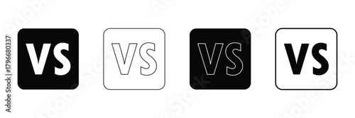 White and black versus vs icon, black and white  versus letter, black and white vs icon. EPS 10 .