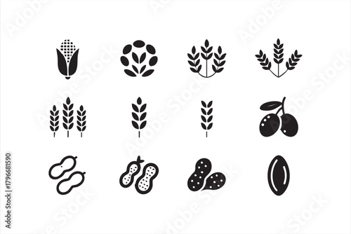 Organic crop illustrations ideal for food packaging, farming labels, and nutrition graphics