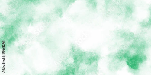 Abstract mint green watercolor texture background with soft cloudy and turquoise tones blended into cloudy, diffused splashes.