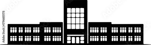 school building silhouette vector illustration