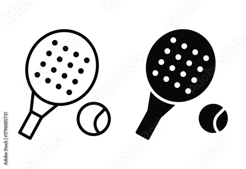 Black and White Illustrations of Sports Rackets and Balls for Creative Use