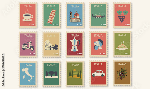 Italy Post Stamps/Italian Themes. Post Stamp Set