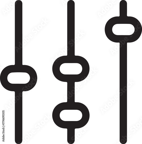 Control panel vector icon showing three vertical faders for sound equalization and precise parameter settings