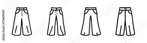 Set of four wide leg palazzo pants sketches fashion design apparel clothing