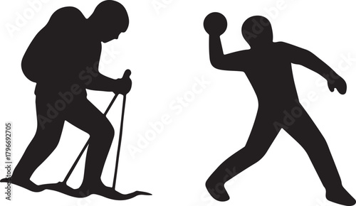 Winter Sports Athlete Versus Summer Sport Competitor Illustrated Silhouettes
