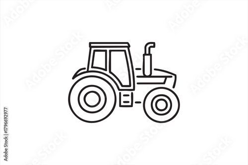 Simple farm vehicle line illustration for rural machinery designs