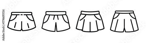 Four styles of skorts featuring pockets and drawstrings for fashion and comfort