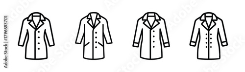 Classic trench coats line art four times fashion apparel garment outerwear style