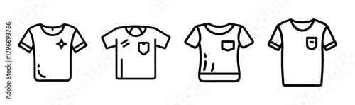 Set of four hand drawn t shirts with pocket detail apparel clothing fashion style