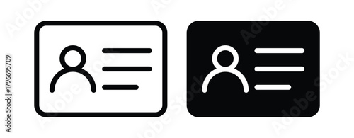 Black and White Simple Icon Set of Personal Identification Cards
