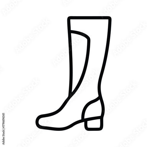 Women's tall knee high boot footwear outline icon vector