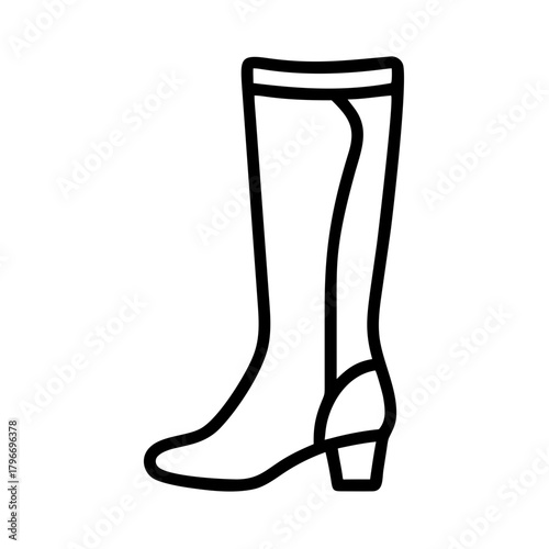 Knee high fashion boot outline icon vector graphic