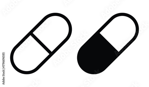 Black and White Capsule Outline Design for Healthcare and Medicine Concepts