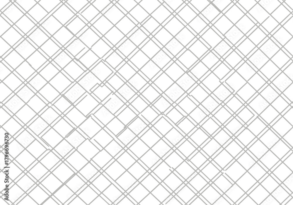 Fototapeta premium Light Gray Wire Mesh Pattern on White Background, Angled Grid