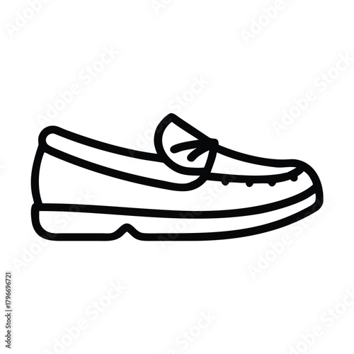 Outline icon of a classic men's slip-on loafer shoe