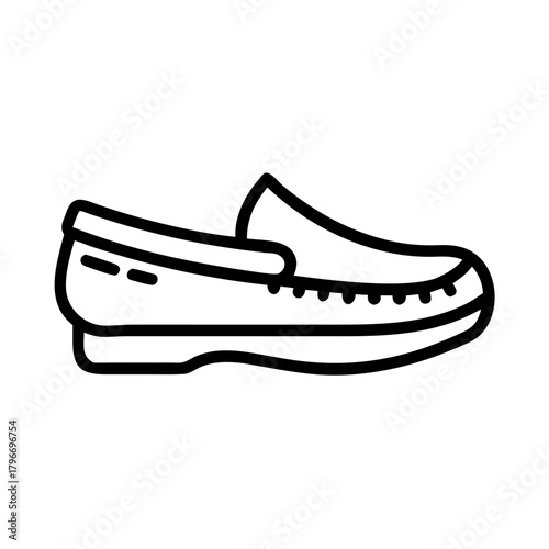 Loafer shoe vector outline icon design for footwear