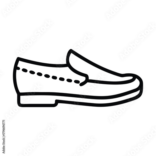 Loafer shoe icon outline drawing vector illustration