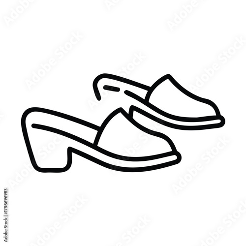Women's stylish slip-on low heel mules outline icon