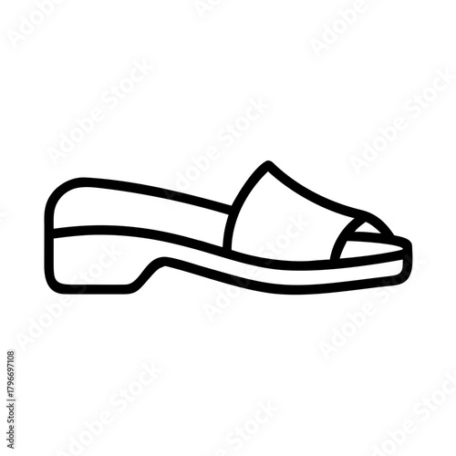 Casual open toe slip on mule sandal shoe outline icon