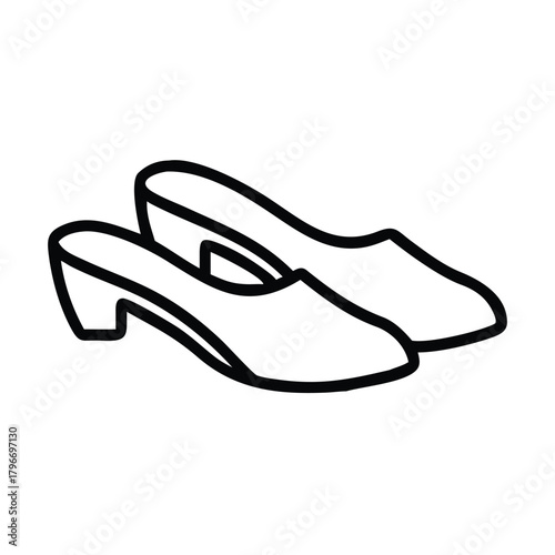 Outline icon of a pair of fashionable mule shoes footwear