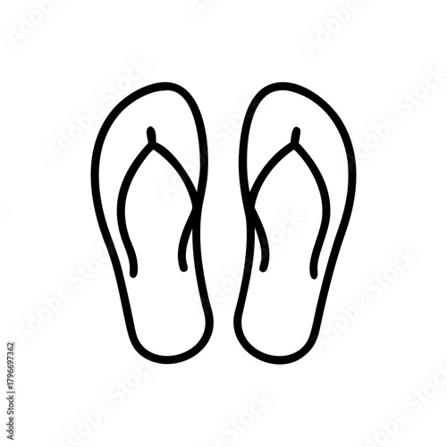 Outline icon of pair of flip-flops for beach vacation