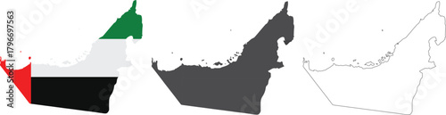UAE Map Flag Vector Illustration Outline Vector Template for Infographics