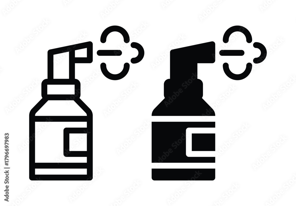 Obraz premium Black and White Illustrations of Spray Bottles with Vapor Effect