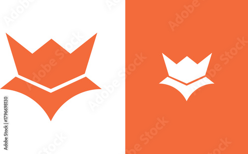 Royal Wolf V Letter Logo – Minimal Crown Emblem in Orange