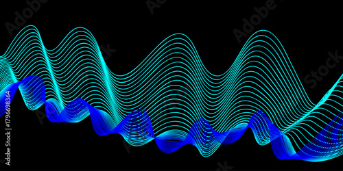 Futuristic blue light waves design with fractal realms energy and digital line pattern for an abstract technology backdrop