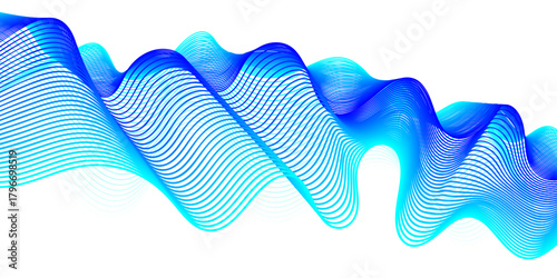Abstract blue wave background with fluid flowing lines and artistic motion