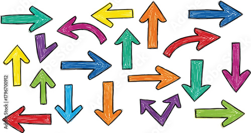 Colorful hand-drawn arrows Vector
