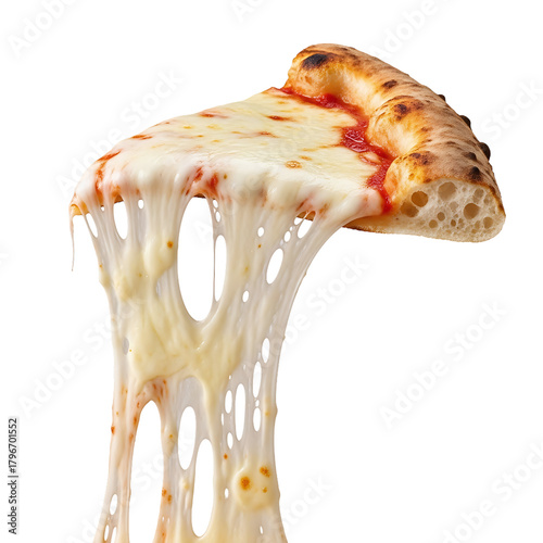 Pizza slice mozzarella cheese melted delicious Italian food isolated
