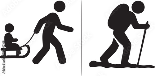 Quadro su tela Winter Recreation Activities for Families and Individuals