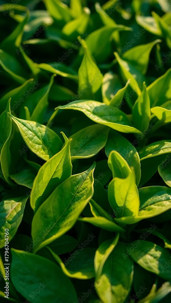 Fototapeta premium Generative AI vibrant green foliage lush growth detail